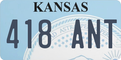 KS license plate 418ANT