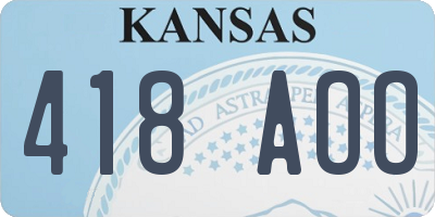 KS license plate 418AOO