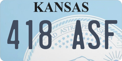 KS license plate 418ASF