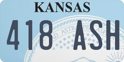 KS license plate 418ASH