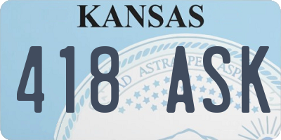 KS license plate 418ASK