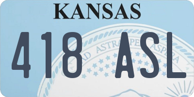 KS license plate 418ASL