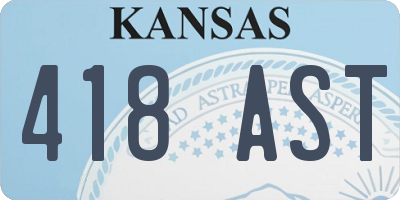 KS license plate 418AST