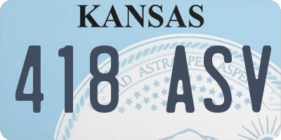 KS license plate 418ASV