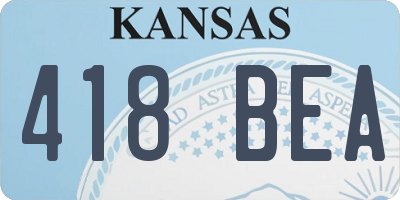 KS license plate 418BEA