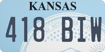 KS license plate 418BIW