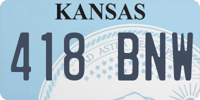 KS license plate 418BNW