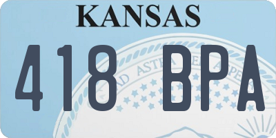 KS license plate 418BPA
