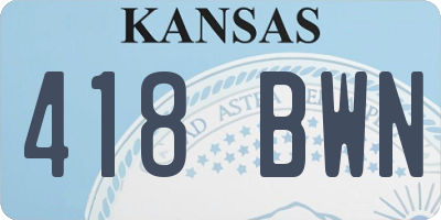 KS license plate 418BWN
