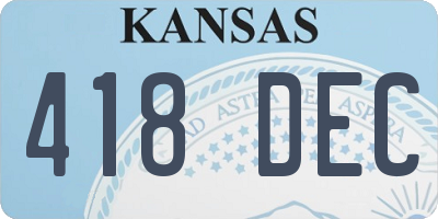 KS license plate 418DEC