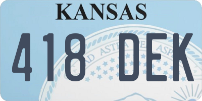 KS license plate 418DEK