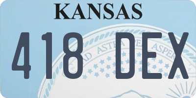 KS license plate 418DEX