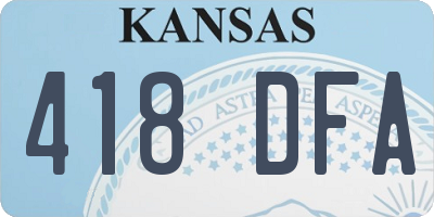 KS license plate 418DFA