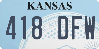 KS license plate 418DFW