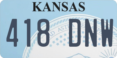 KS license plate 418DNW