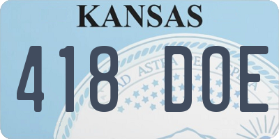 KS license plate 418DOE