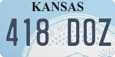 KS license plate 418DOZ