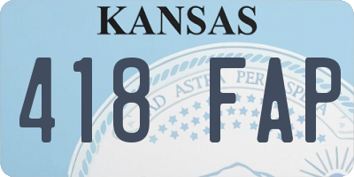 KS license plate 418FAP