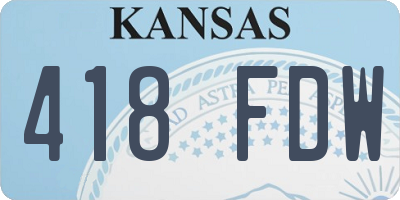 KS license plate 418FDW