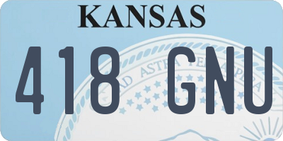 KS license plate 418GNU