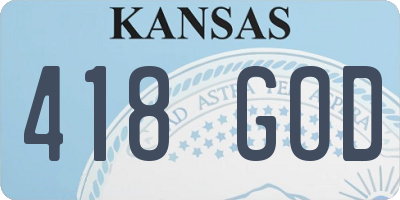 KS license plate 418GOD