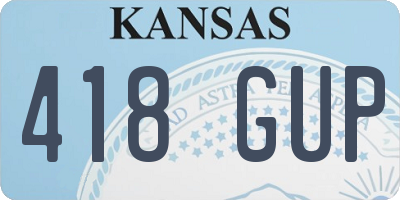 KS license plate 418GUP