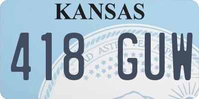 KS license plate 418GUW