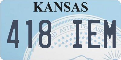 KS license plate 418IEM