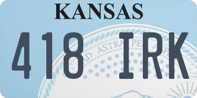 KS license plate 418IRK