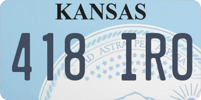 KS license plate 418IRO