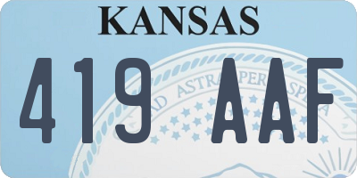 KS license plate 419AAF