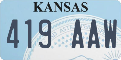 KS license plate 419AAW
