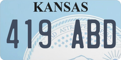KS license plate 419ABD