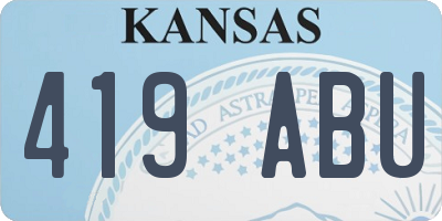 KS license plate 419ABU