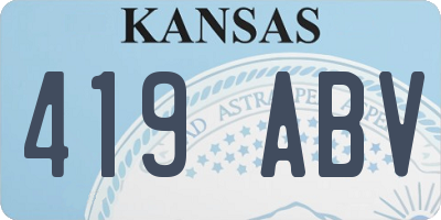 KS license plate 419ABV