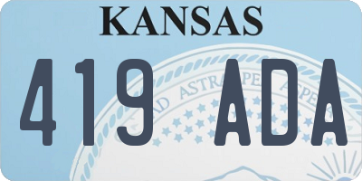 KS license plate 419ADA