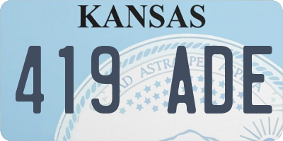 KS license plate 419ADE