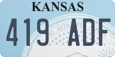 KS license plate 419ADF