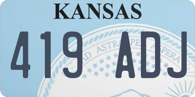 KS license plate 419ADJ