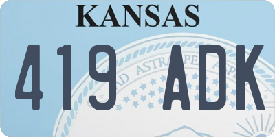 KS license plate 419ADK
