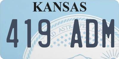 KS license plate 419ADM