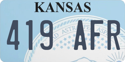 KS license plate 419AFR