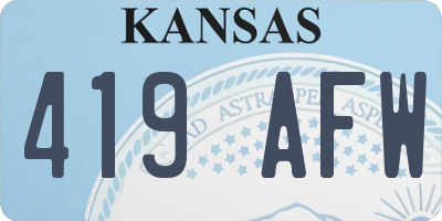 KS license plate 419AFW