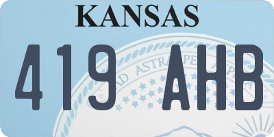 KS license plate 419AHB