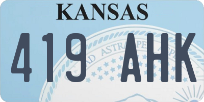 KS license plate 419AHK