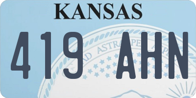 KS license plate 419AHN