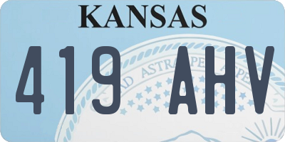 KS license plate 419AHV