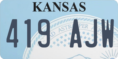 KS license plate 419AJW