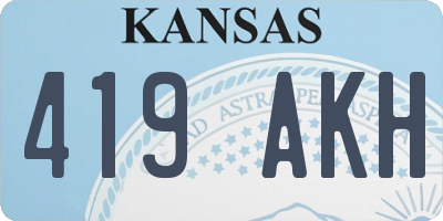 KS license plate 419AKH