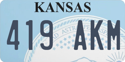KS license plate 419AKM